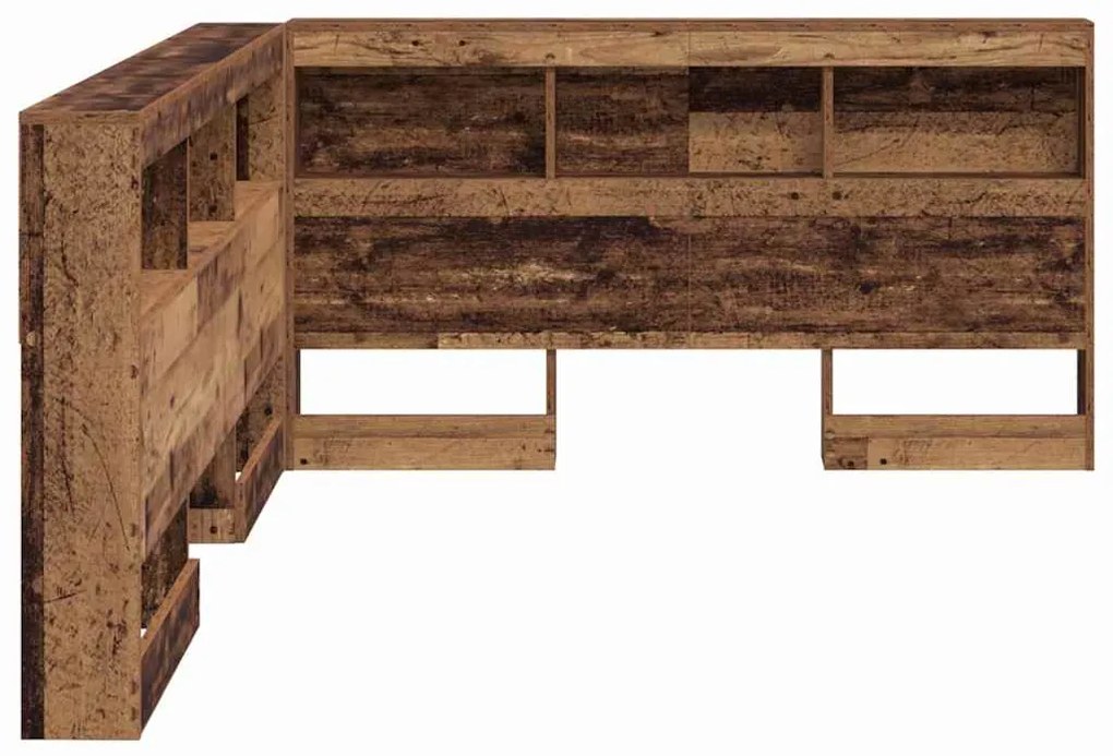 vidaXL Κεφαλάρι Αποθήκης με ράφι Παλαιό ξύλο 140 cm Επεξεργασμένο ξύλο
