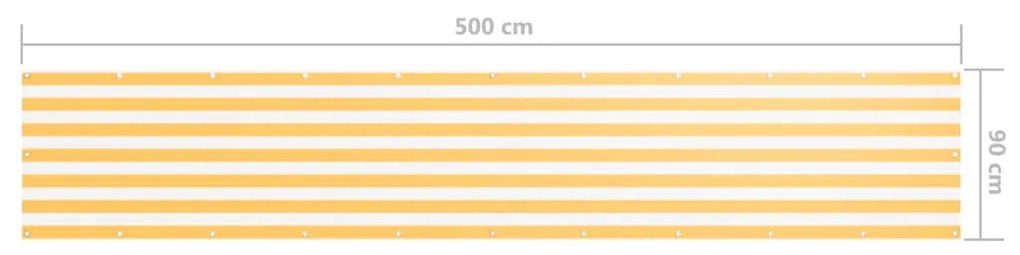 vidaXL Διαχωριστικό Βεράντας Λευκό/Κίτρινο 90 x 500 εκ. Ύφασμα Oxford