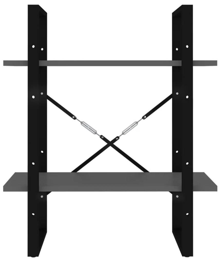 vidaXL Βιβλιοθήκη με 2 Ράφια Γκρι 60 x 30 x 70 εκ. από Επεξ. Ξύλο