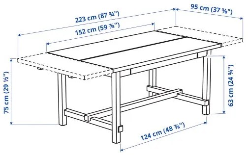 NORDVIKEN/BERGMUND τραπέζι και 4 καρέκλες, 152/223 cm 294.082.87