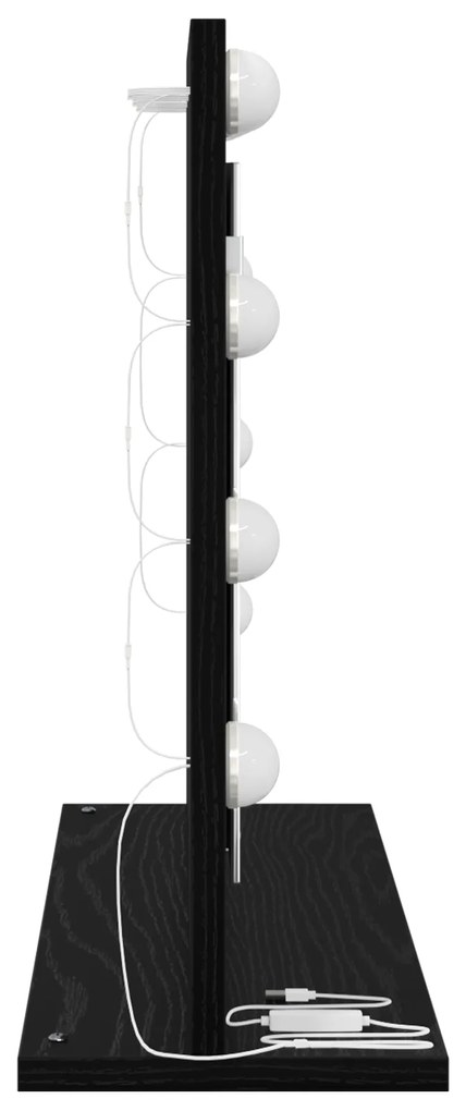 vidaXL Καθρέφτης Vanity με Φώτα LED Μαύρη Δρυς 60x45x18 εκ.
