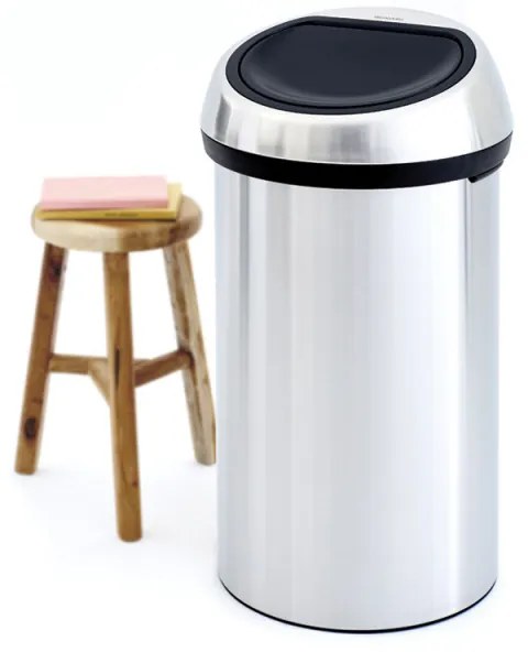 Κάδος Brabantia Touch Bin 647255, 60 l, Ομαλό και αθόρυβο άνοιγμα, ανθεκτικός στα δακτυλικά αποτυπώματα, Inox/matt