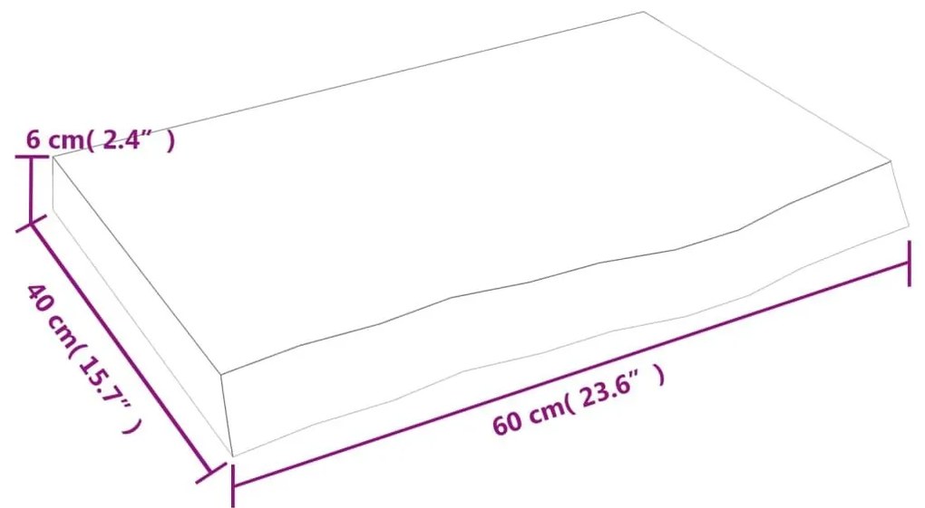 Πάγκος Μπάνιου Σκούρο Καφέ 60x40x(2-6) εκ. Επεξεργ. Μασίφ Ξύλο - Γκρι