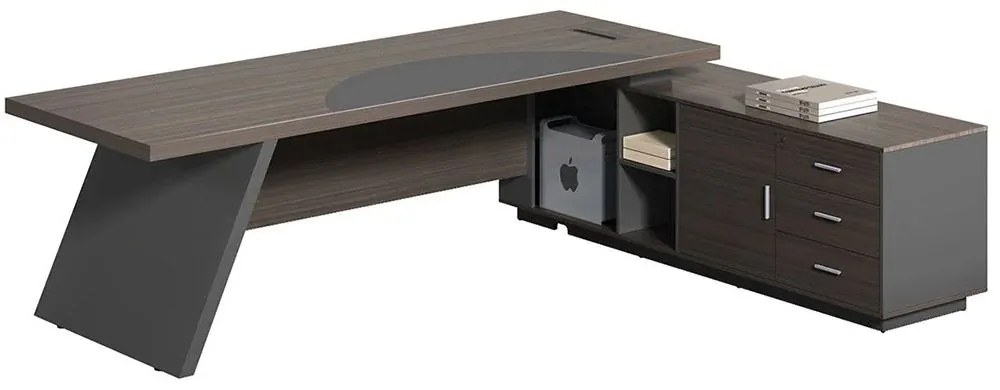 Γραφείο Master Δεξιά Γωνία ΕΟ925,R 180x90x75/180x50x62cm Anthracite-Walnut