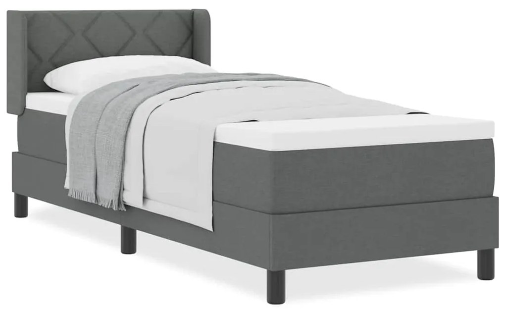 vidaXL Κρεβάτι box spring με στρώμα με στρώμα Σκούρο γκρι 80 x 200 cm