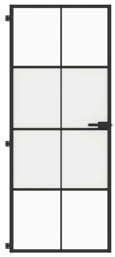 vidaXL Εσωτερική Πόρτα Μαύρη 83 x 201,5 εκ. Ψημένο Γυαλί & Αλουμίνιο