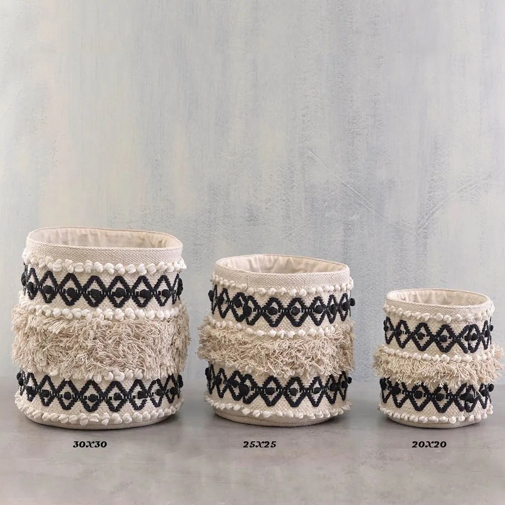 Καλάθι Vega 30X30 Natural-Black Ρυθμός Cotton-Polyester
