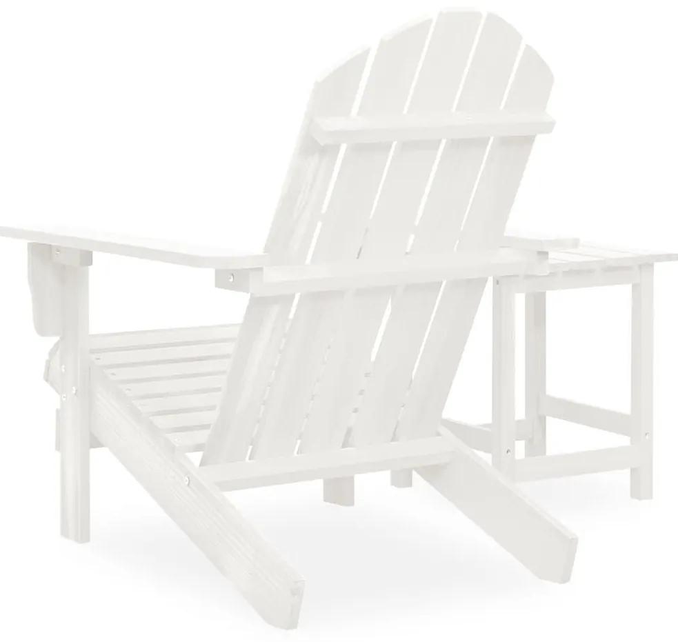 Καρέκλα Κήπου Adirondack Λευκή από Μασίφ Ξύλο Ελάτης με Τραπέζι - Λευκό