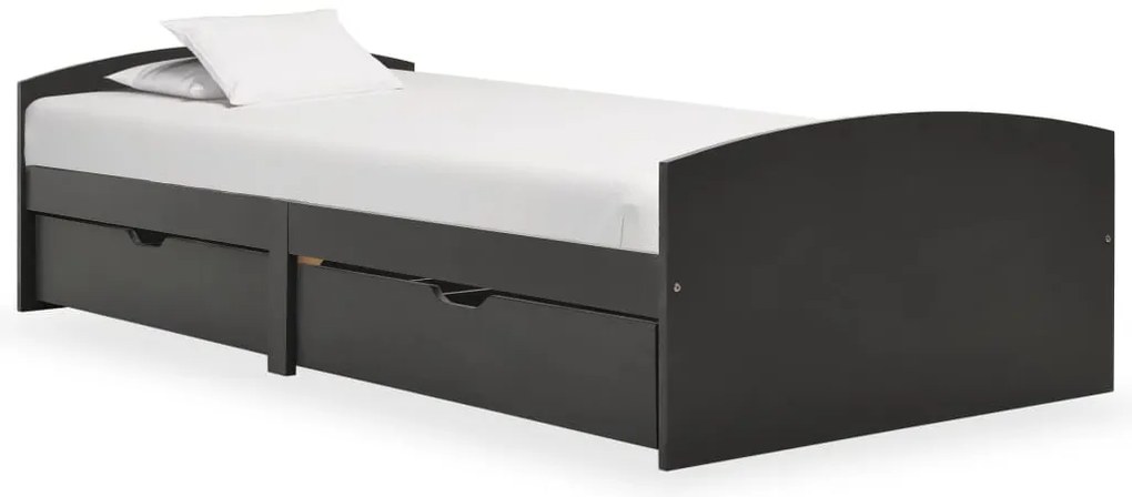 vidaXL Πλαίσιο Κρεβατιού 2 Συρτάρια Γκρι 90x200εκ. Μασίφ Ξύλο Πεύκου