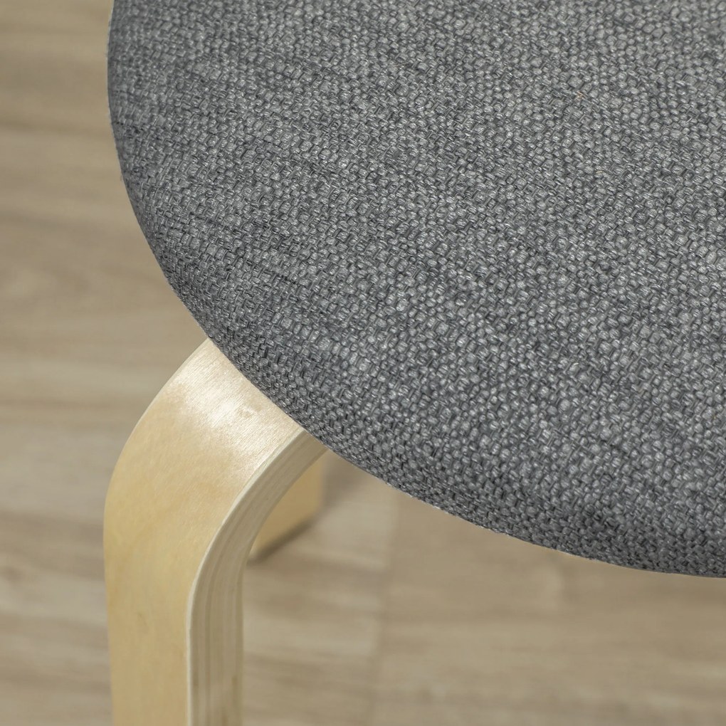 HOMCOM Σετ 4 σκαμπό με επένδυση, στοιβαζόμενα, βαμμένη επιφάνεια, ξύλινα πόδια, γκρι