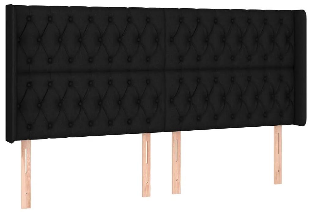 Κρεβάτι Boxspring με Στρώμα &amp; LED Μαύρο 180x200 εκ. Υφασμάτινο - Μαύρο