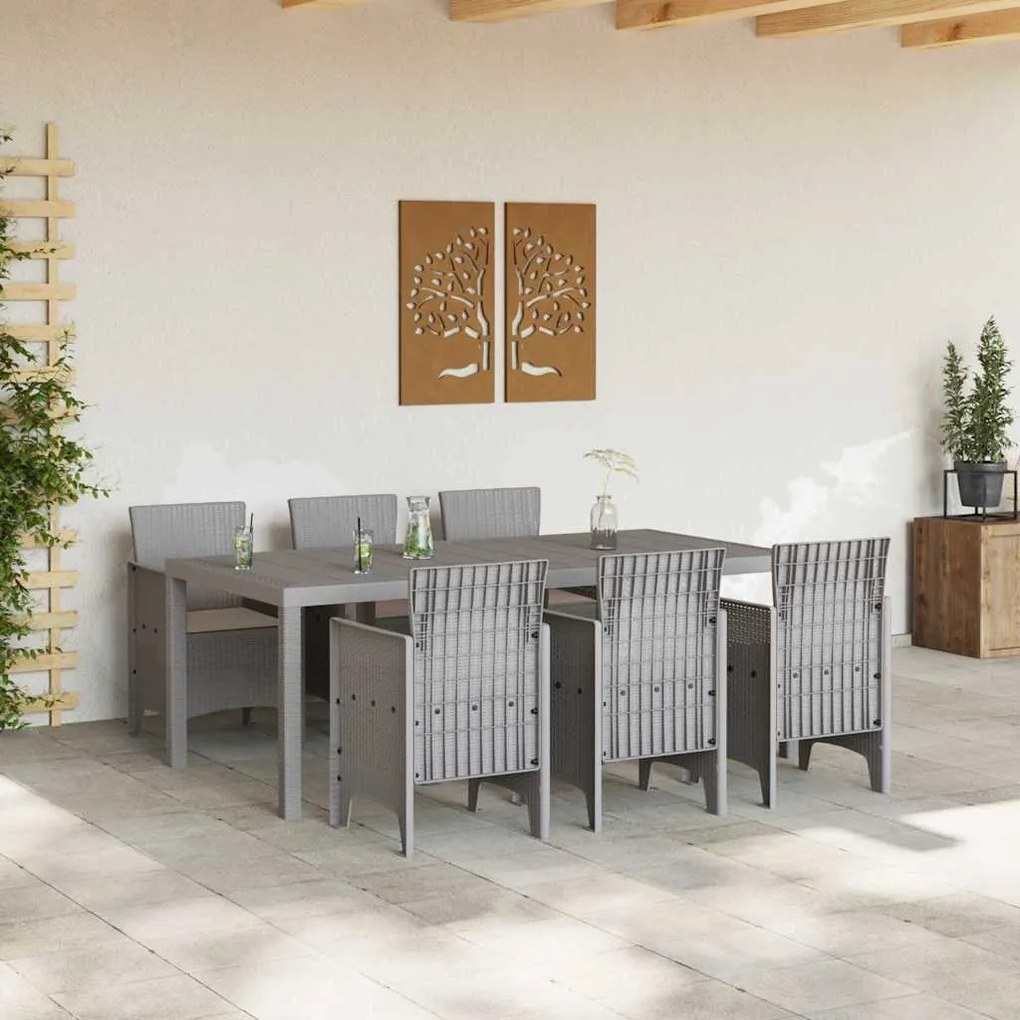 vidaXL Σέτ φαγητού για κήπο 7 pcs Ανοιχτό γκρι Rattan Polt