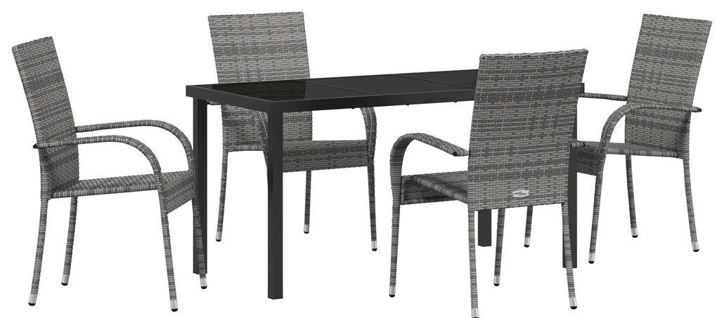 vidaXL Σετ Εξωτερικού Χώρου 5 Τεμαχίων - Γκρι Πολυ Rattan