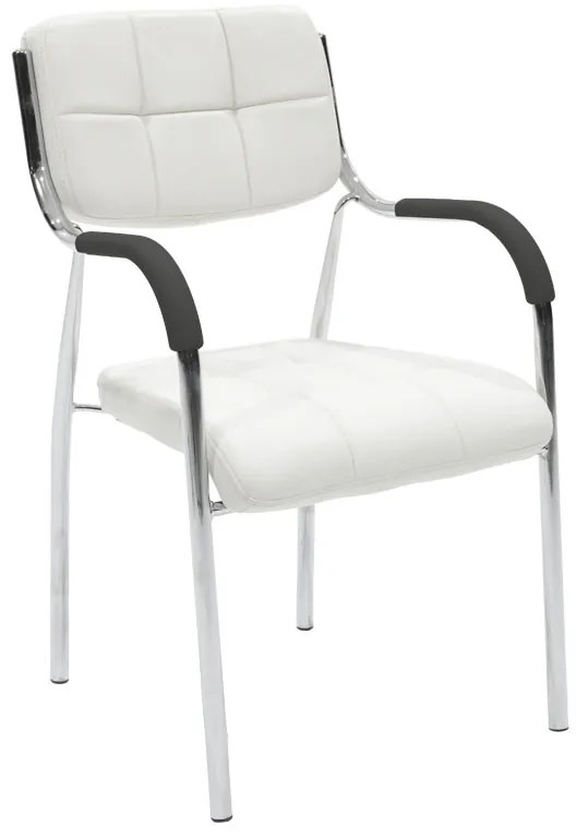 Καρέκλα επισκέπτη στοιβαζόμενη Otlen pakoworld λευκό pu-πόδι χρωμίου 47x45x87εκ