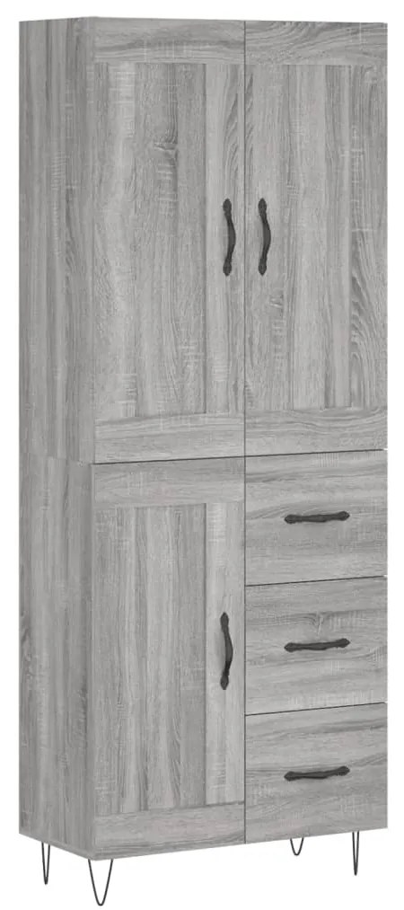 vidaXL Ντουλάπι Γκρι Sonoma 69,5 x 34 x 180 εκ. Επεξεργασμένο Ξύλο