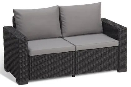 Allibert  Καναπές Διθέσιος California Πολυπροπυλένιο Wicker/ Γραφίτης 141x68x72cm BEST-21071353