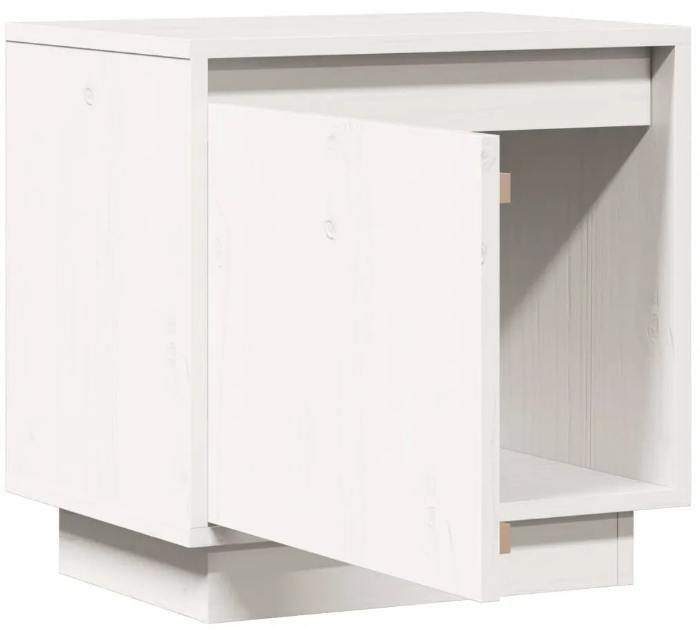 vidaXL Κομοδίνο Λευκό 40 x 30 x 40 εκ. από Μασίφ Ξύλο Πεύκου