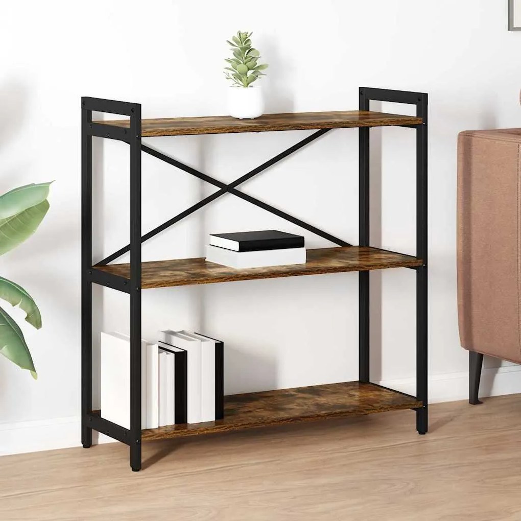 vidaXL Βιβλιοθήκη Καπνιστή δρυς 80 x 30 x 83 εκ Επεξεργασμένο ξύλο