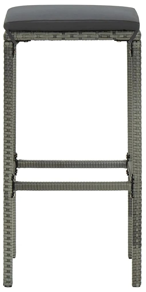 vidaXL Σετ Επίπλων Μπαρ Κήπου 3 τεμ. Γκρι Συνθετικό Ρατάν με Μαξιλάρια