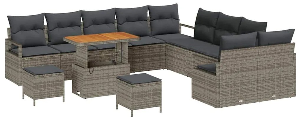 vidaXL Σετ Καναπέ Κήπου με μαξιλάρι 13 pcs Γκρι Πολυ ράταν