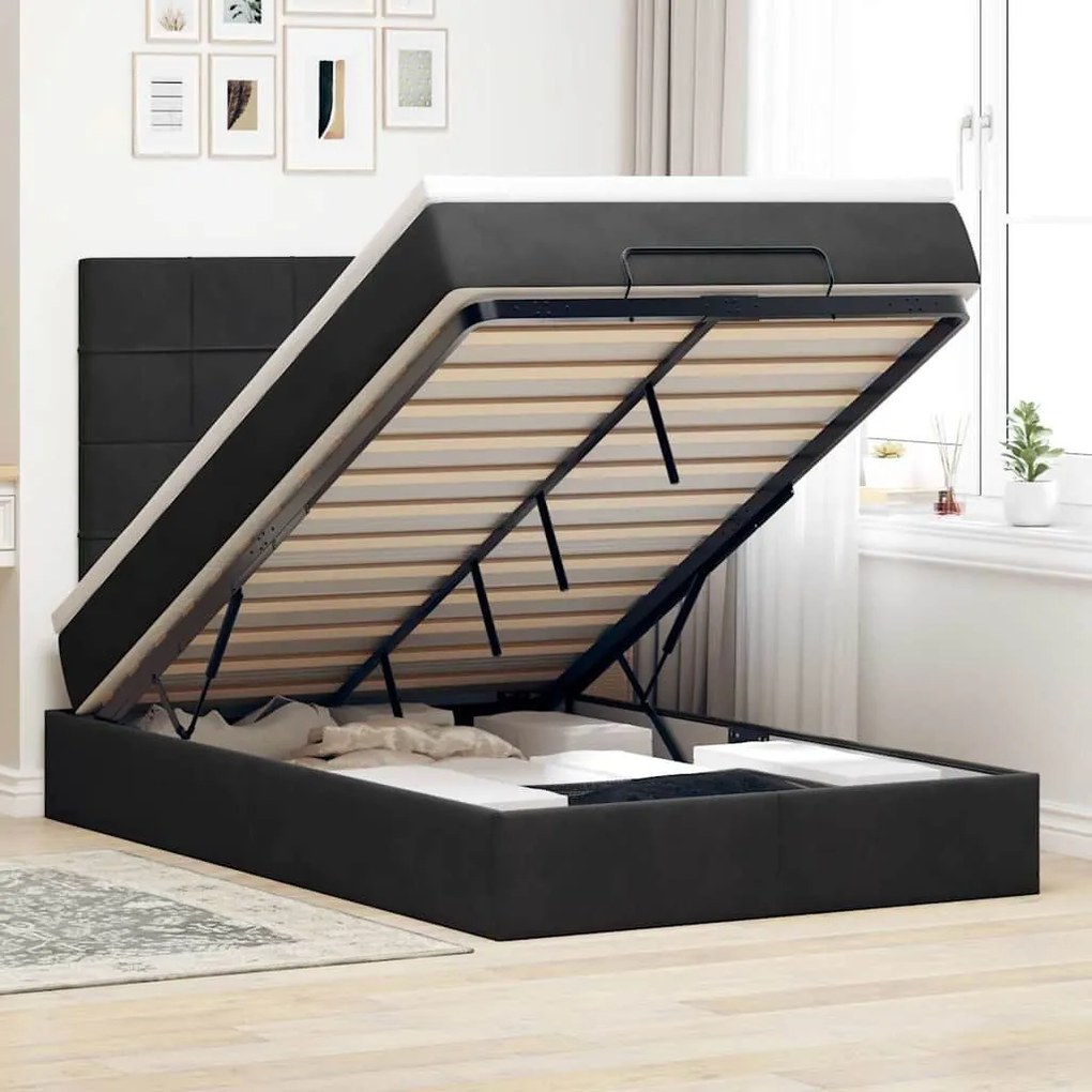 Οθωμανικό κρεβάτι με στρώματα Μαύρο 120x200cm Velvet 3313465