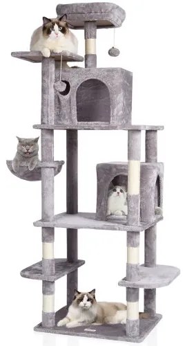 VEVOR Cat Tree 68.5&quot; Cat Tower with Cat Condos Sisal Scratching Post Light Grey