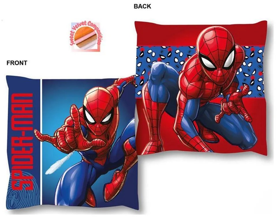 Μαξιλάρι Διακοσμητικό Παιδικό 3D (Με Γέμιση) Marvel Spider-Man 07 38X38 Blue DimCol 38Χ38 Velboa
