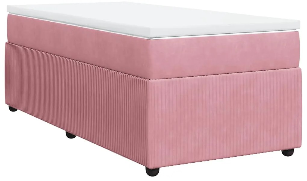 vidaXL Κρεβάτι Boxspring με Στρώμα Ροζ 80 x 200 εκ. Βελούδινο