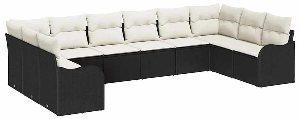 vidaXL Σετ Καναπέ Κήπου με μαξιλάρι 10 pcs Μαύρο Πολυ ράταν