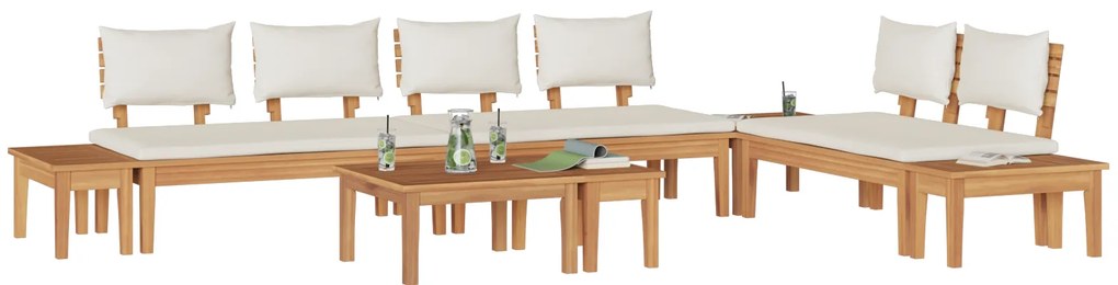 vidaXL Σετ Παγκάκι Κήπου 5 pcs Καφέ και Κρέμα 2 θέσεων Small