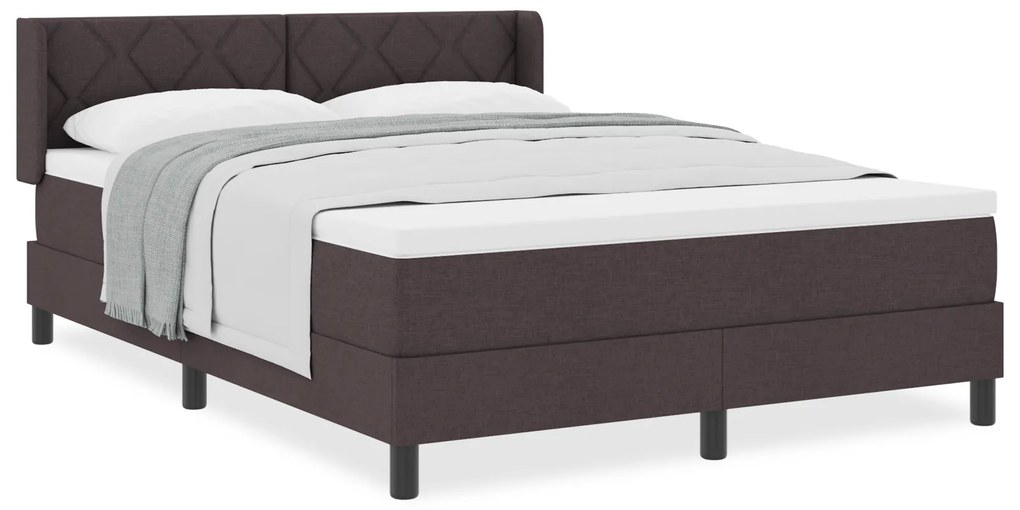 vidaXL Κρεβάτι με ελατήρια Σκούρο Καφέ 140 x 190 cm Ύφασμα και Ξύλο
