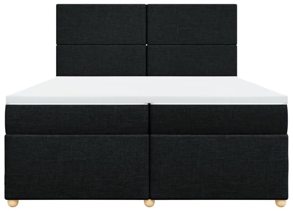 vidaXL Κρεβάτι Boxspring με Στρώμα Μαύρο 200x200 εκ. Υφασμάτινο