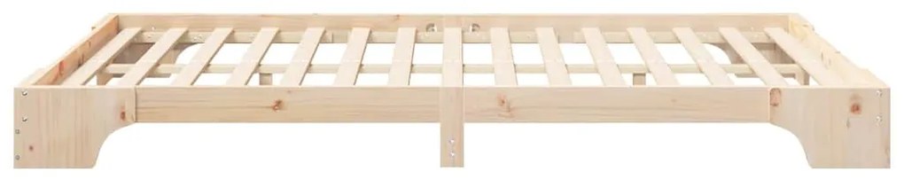 vidaXL Κρεβάτι δαπέδου Καφέ 140 x 220 cm Μασίφ ξύλο πεύκου