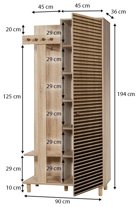 Έπιπλο εισόδου Soho Megapap από μελαμίνη χρώμα sonoma 90x36x194εκ. - GP052-0008,1