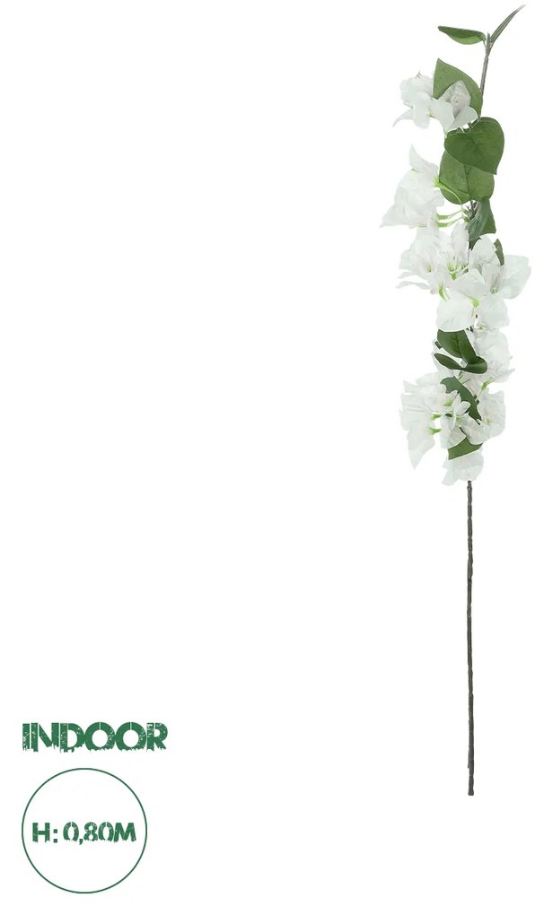 GloboStar® Artificial Garden BOUGAUVILLEA BRANCH 20657 Τεχνητό Διακοσμητικό Κλαδί Μπουκανβίλιας Λευκή Y80cm