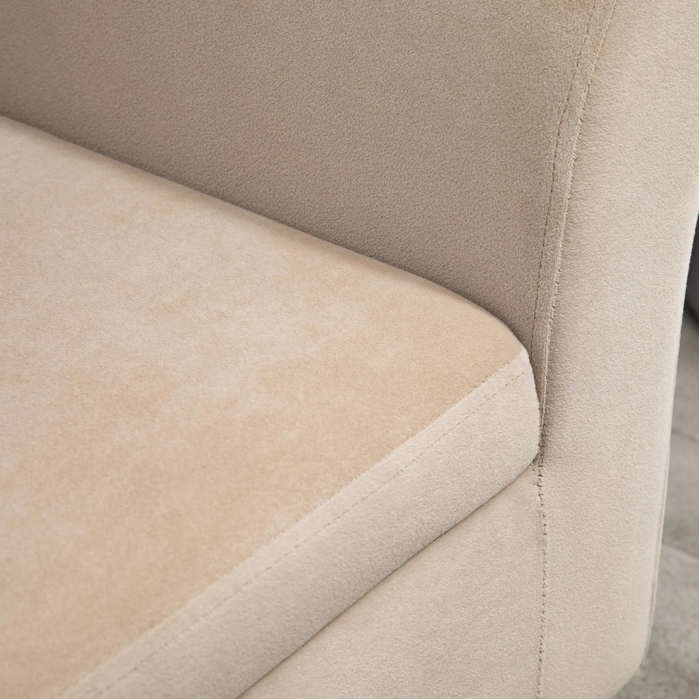 HOMCOM ταπετσαρισμένος πάγκος με αποθηκευτικό χώρο, σεντούκι-πάγκος με μπράτσα, ύψος καθίσματος 46 cm, βελούδινο πολυεστέρας, 111,5 x 41 x 65 cm, μπεζ