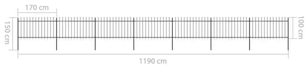 vidaXL Κάγκελα Περίφραξης με Λόγχες Μαύρα 11,9 x 1 μ. από Χάλυβα