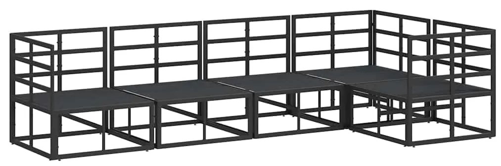 vidaXL Σετ Καναπέ Κήπου με μαξιλάρι 5 pcs Μαύρο Αλουμίνιο