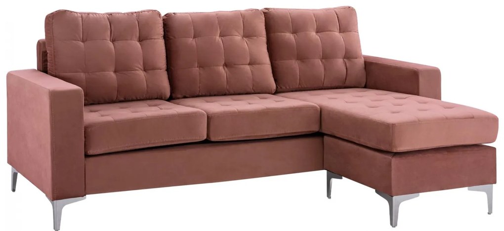 REVERSIBLE CORNER SOFA SANTINO  IN DUSTY PINK 190x75-128x82Υcm.