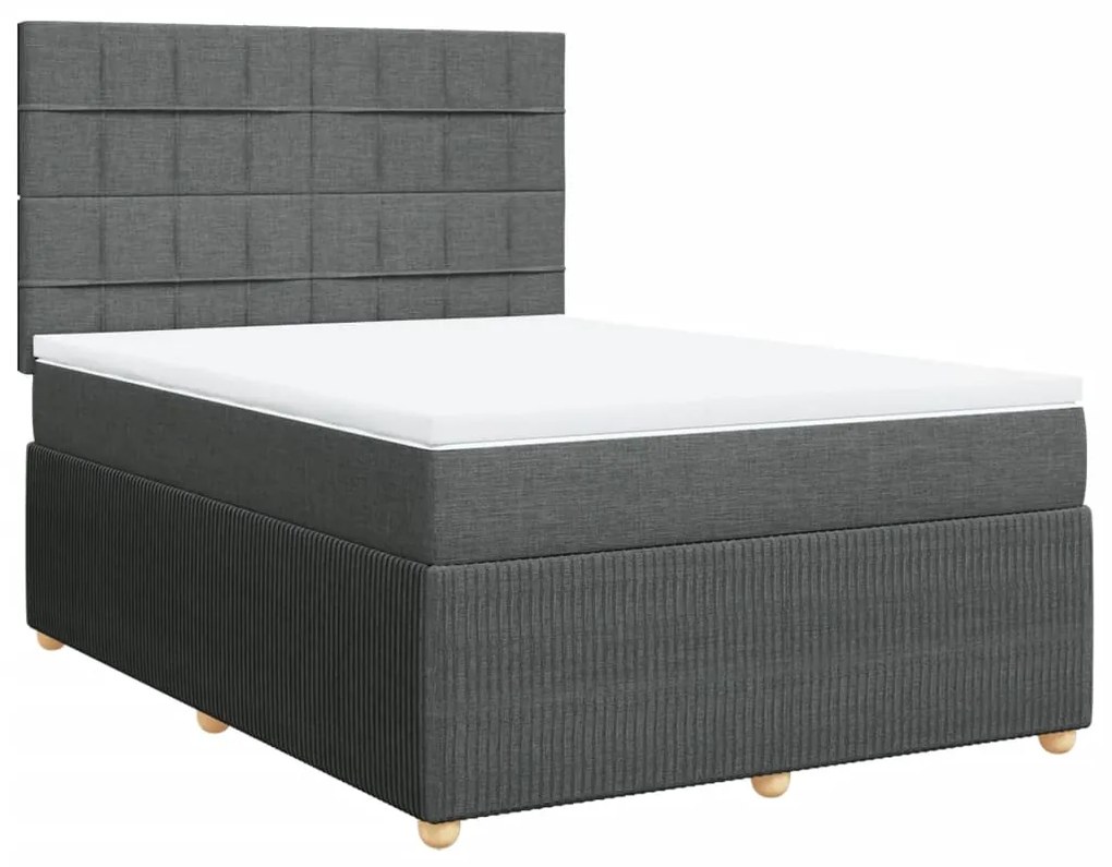 ΚΡΕΒΑΤΙ BOXSPRING ΜΕ ΣΤΡΩΜΑ ΣΚΟΥΡΟ ΓΚΡΙ 160X200 ΕΚ ΥΦΑΣΜΑΤΙΝΟ 3292108