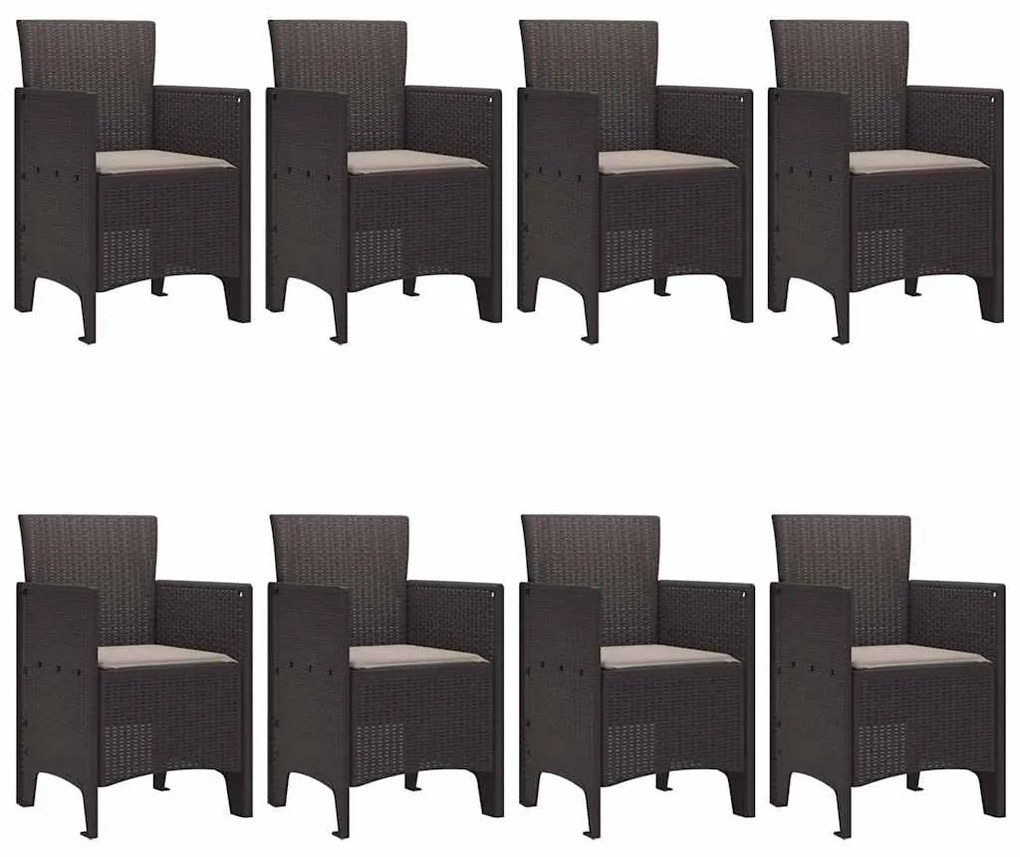 vidaXL Σέτ φαγητού για κήπο 9 pcs Καφέ Rattan Polt