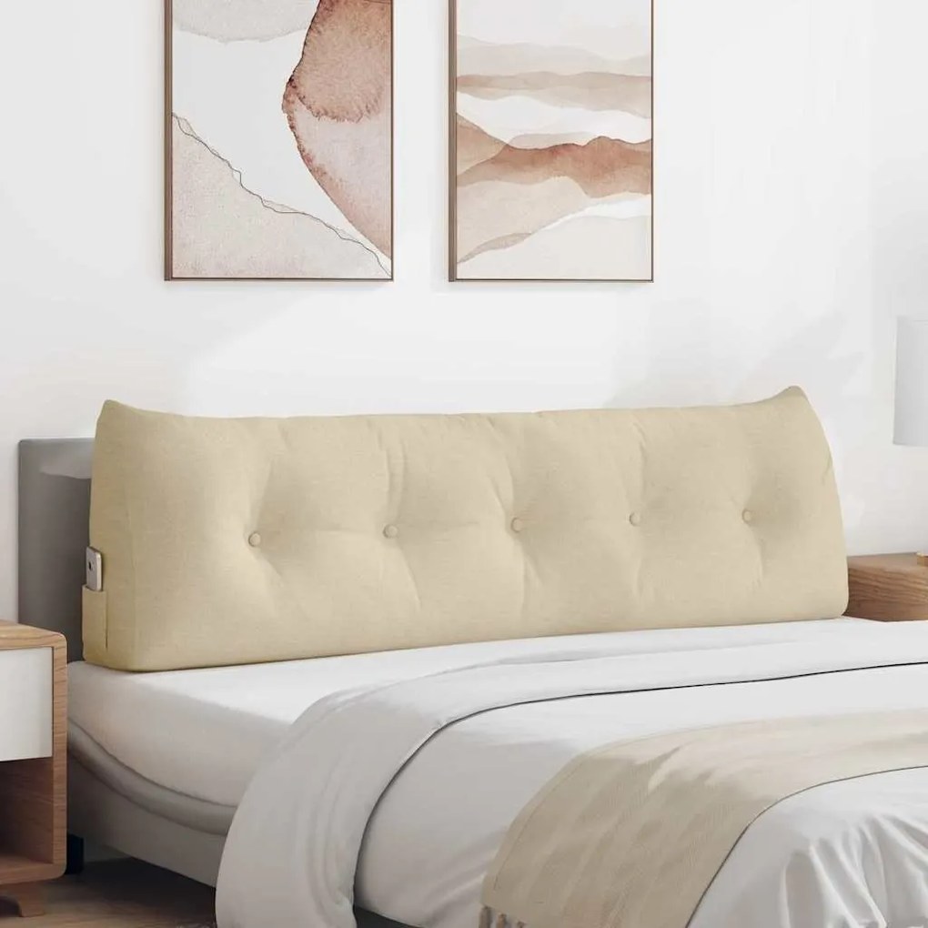vidaXL Μαξιλάρι Πλάτης Κρεμ 160 x 24 x 50 εκ ύφασμα