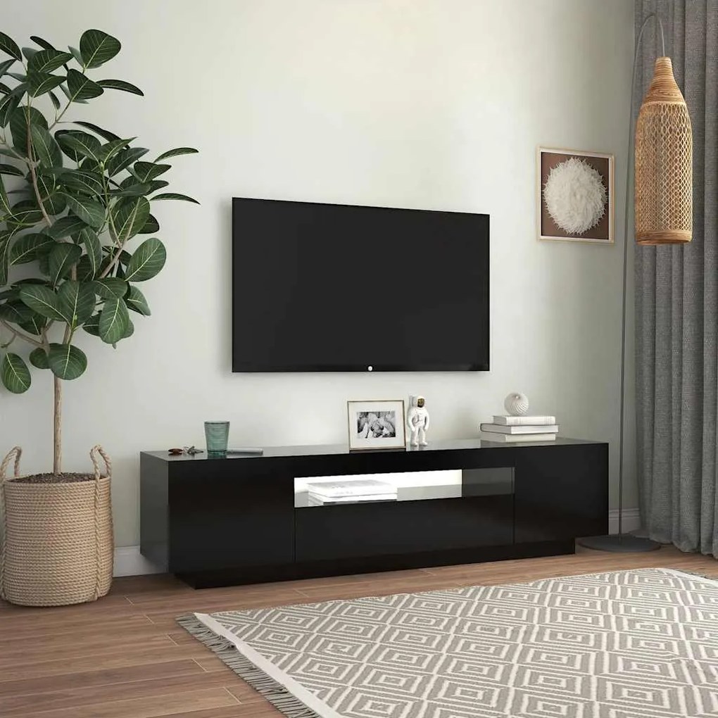 vidaXL Έπιπλο Τηλεόρασης με LED Μαύρο 160x35x40 εκ.