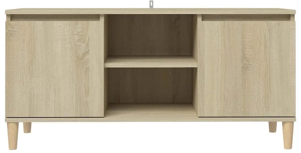 vidaXL Έπιπλο Τηλεόρασης Καφέ Δρυς 103,5x35x50εκ. Μασίφ Ξύλινα Πόδια