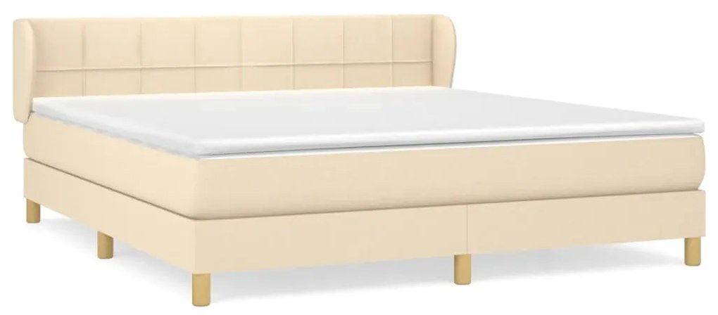 Κρεβάτι Boxspring με Στρώμα Κρεμ 180x200 εκ. Υφασμάτινο - Κρεμ