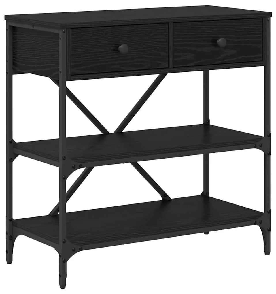 vidaXL Τραπέζι κονσόλας με συρτάρι Μαύρη Οξυά 100 x 34,5 x 75 εκ. ξύλο