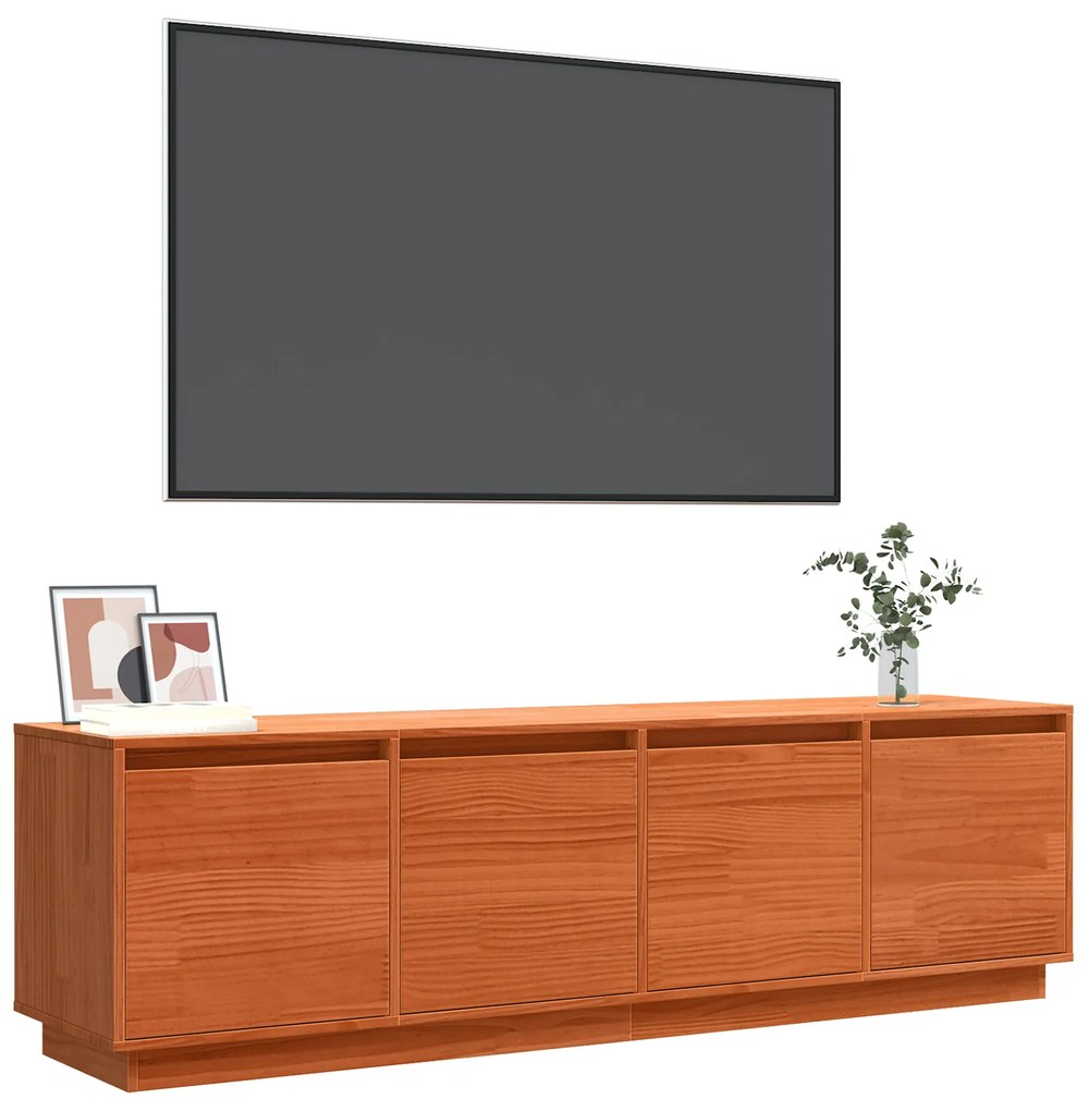 vidaXL Ντουλάπι TV Καφέ 156 x 37 x 45 εκ Μασίφ ξύλο πεύκου