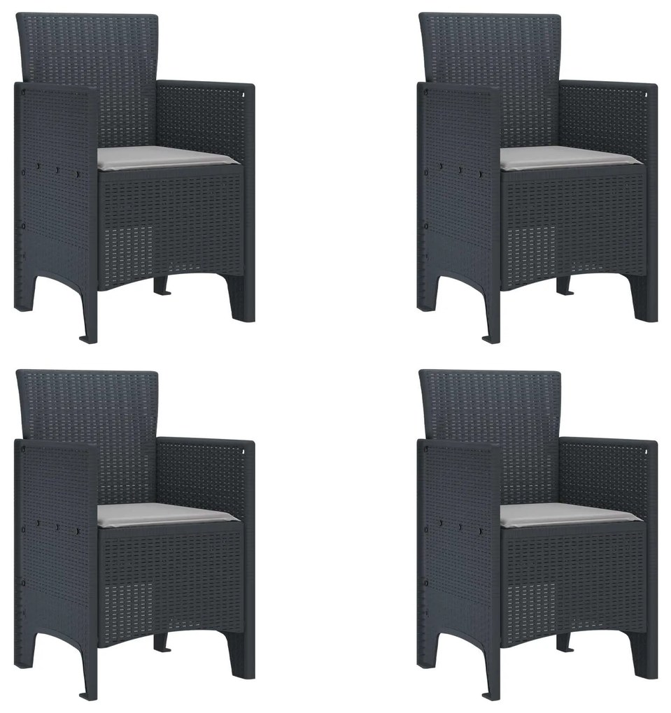 Καρέκλα Κήπου 4 pcs Ανθρακί 53 x 49 x 85 εκ. Πολυπροπυλένιο