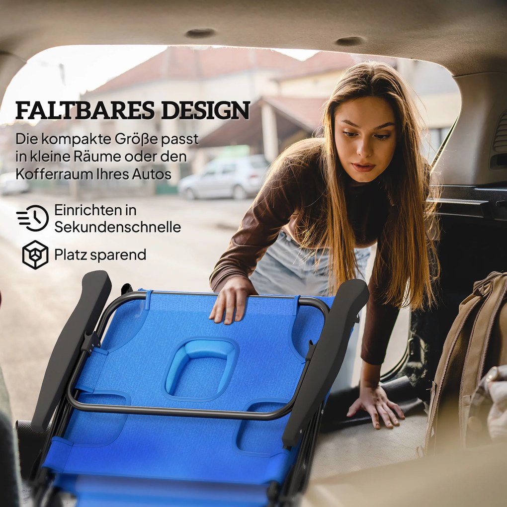 Outsunny Ξαπλώστρα Κήπου Ξαπλώστρα, Αναδιπλούμενη, Ανθεκτική στις Καιρικές Συνθήκες, 194 cm x 72 cm x 31 cm, Μαύρο + Σκούρο Μπλε