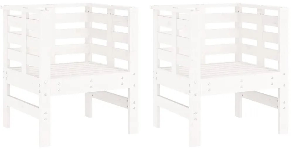 Καρέκλες Κήπου 2 τεμ. Λευκές 61,5x53x71 εκ. Μασίφ Ξύλο Πεύκου - Λευκό